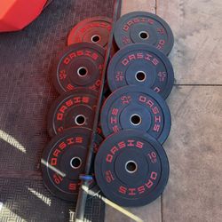 Olympic bumper weights 250lbs total with 7ft 45lbs bar