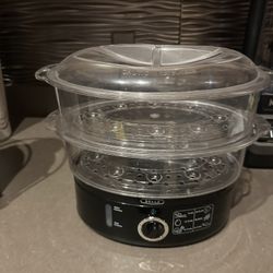 BELLA Two Tier Food Steamer with Stackable Baskets & Removable Base for Fast Simultaneous Cooking - Auto Shutoff & Boil Dry Protection