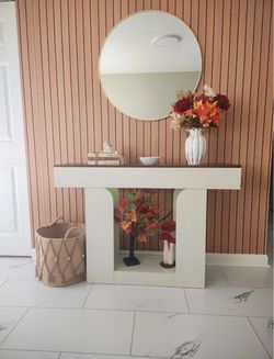White Console Table with LED and outlets