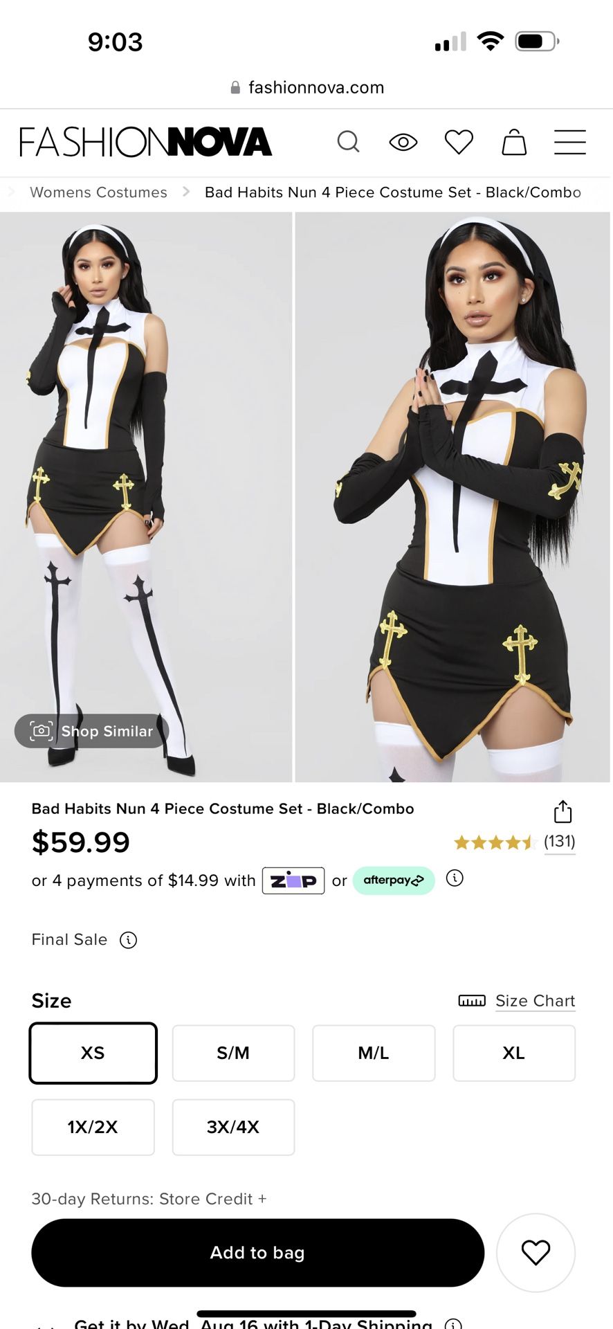 Bad Habits Nun Costume