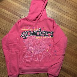 Brand New Sp5der P*NK V2 Pink Hoodie Size Medium