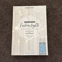 Curtain lights 3.5x5ft clear white  w/remote