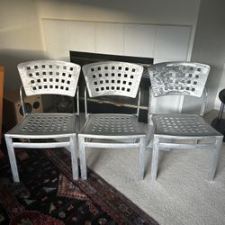 Three Anodized Aluminum Chairs