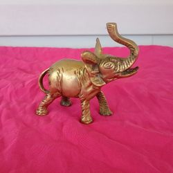 Vintage Solid Brass Lucky Elephant Figurine