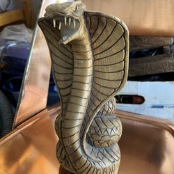 Hand Carved Cobra Snake Statue 