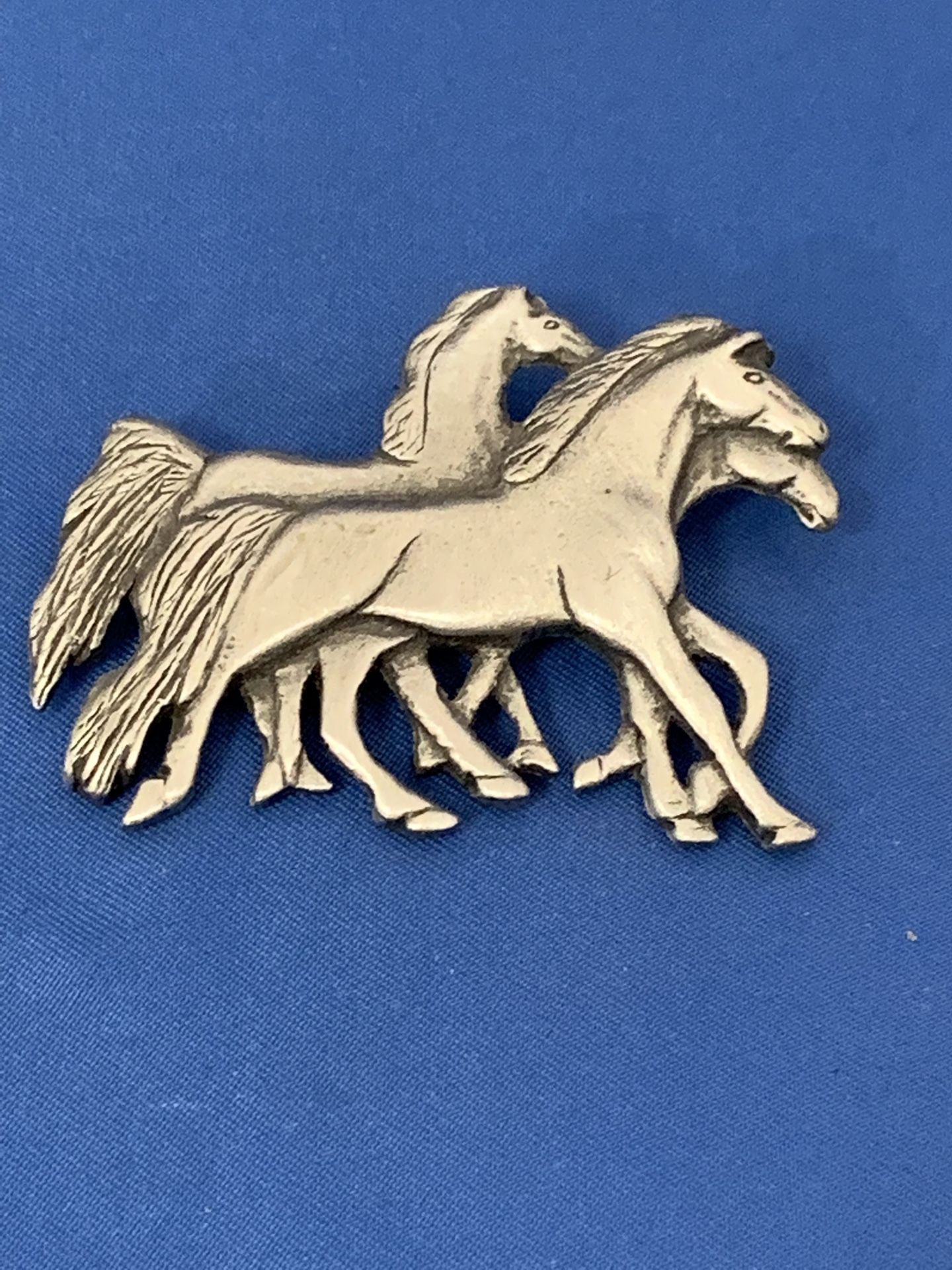 Vintage Three-Horse Jewelry Pin - Pewter?