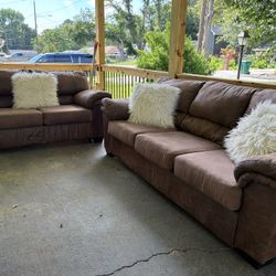 HAVERTYS PLUSH USED BROWN SOFA & LOVESEAT SET…$299 OBO…ALL OFFERS WELCOME! 