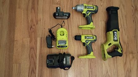 Ryobi 18V Cordless Tool Set with Battery and Chargers