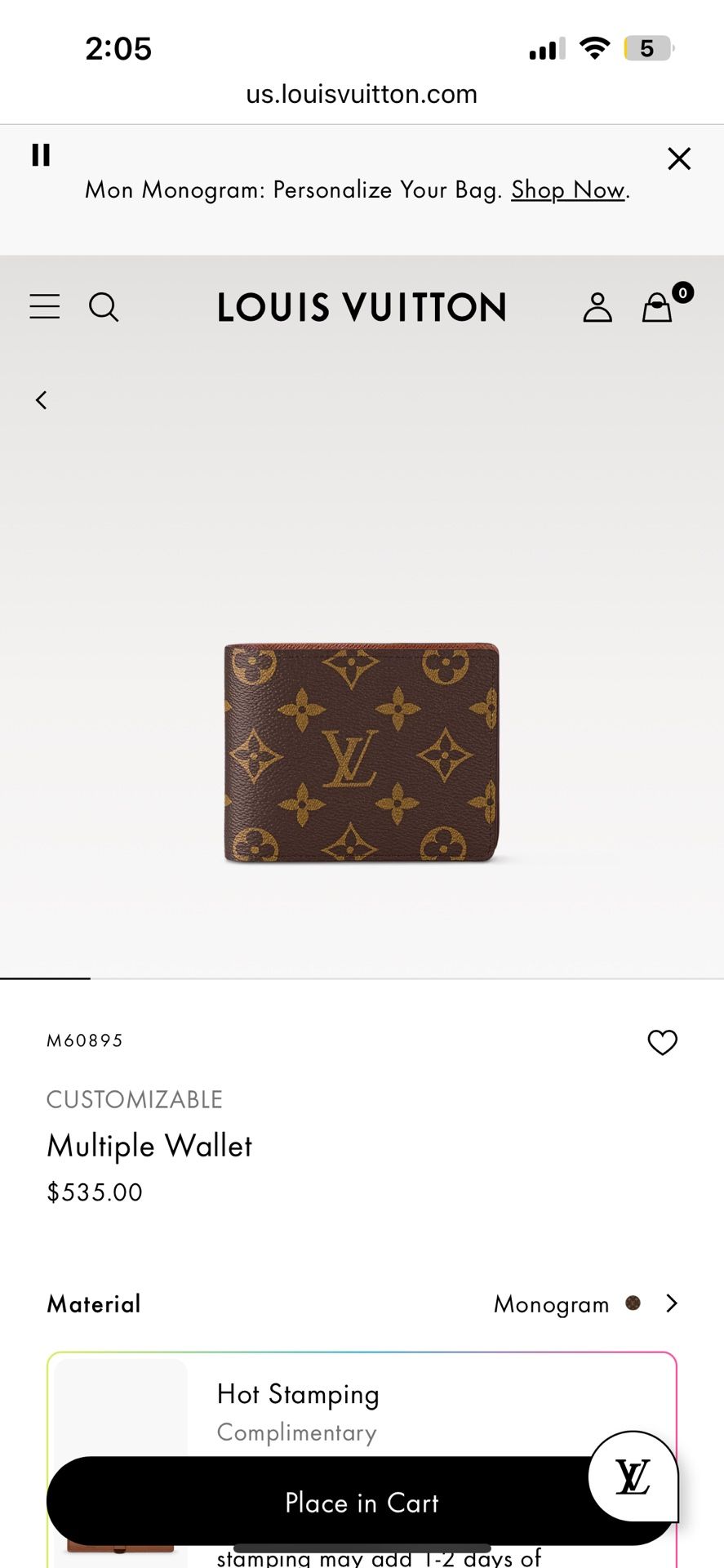 Sealed Louis Vuitton brown monogram wallet