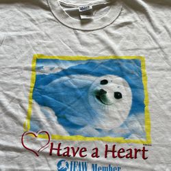 Vintage Cute Artic Seal Campaign Against Animal Cruelty Have A Heart  Mens Large