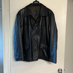 R&R Casuals Men’s Black Leather Jacket-XL