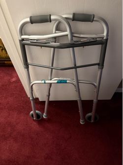 Medline Guardian Easy Care Folding Walker with 5-Inch Wheels