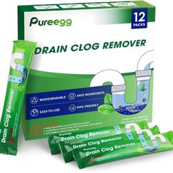 Pureegg drain clog remover, 12 sets of drain cleaner, powerful drain detergent, for drain clogs, easy to use shower drain cleaner