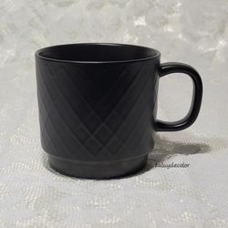 Starbucks 2013 Matte Black Embossed Quilted Diamond Pattern Textured Ceramic Mug