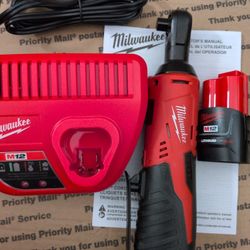 Milwaukee M12 3/8" Ratchet, 2.0ah Battery , Charger 105.00