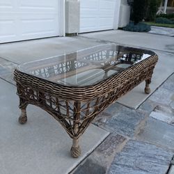 Whicker - Glass Top Coffee Table . 