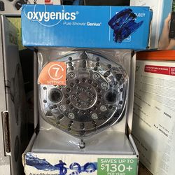 Oxygenics PowerSelect 7.0 -Spray Chrome 4-in Octagonal High Pressure Shower Head 1.75 GPM
