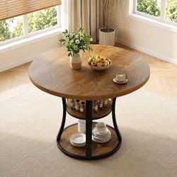 39.37" Round Dining Table, Farmhouse Kitchen Table With Storage For 4 People. NO CHAIRS!!