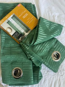 green curtains set
