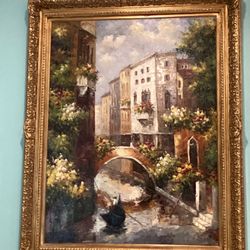 Oil Painting Gold Frame With Certificate Of Authenticity 48” X56” Asking $475. Obo 