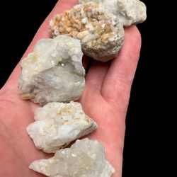 Set Of 5 Quartz Crystal Clusters. Rocks Crystals Gemstones Minerals