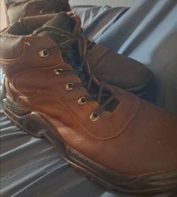 Brown Leather Lace-Up Work Boots