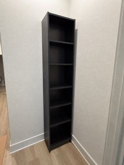 Tall Narrow Black Shelf Bookcase
