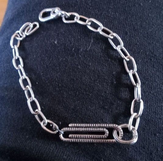 Pandora Bracelet With Paperclip Charm 