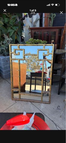 Mid Century extremely solid beautiful Brass mirror 40 x 30