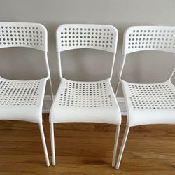 Set of 3 White IKEA Chairs