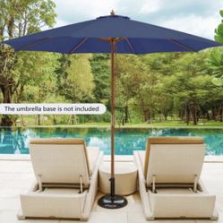 10 ft. Patio Umbrella with 8 Sturdy Wooden Ribs and 3 Adjustable Heights in Navy
