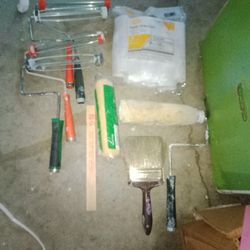 Six Drop Cloths Five Rollers To Sponge Rollers Paint Brush