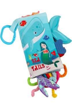 NEW! bebe mondo Crinkle Soft Touch Sensory Interactive Baby Book - Blue Seafoam Ocean