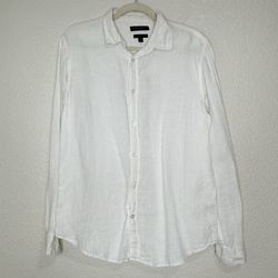 Banana Republic 100% Linen Slim Fit White Button Down Shirt