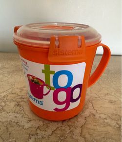 Brand new Sistema soup mug to go & lid, orange, 22.1oz