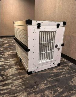 Modern heavy-duty aluminum dog crate