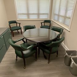 Small Conference/card Table With 4 Chairs