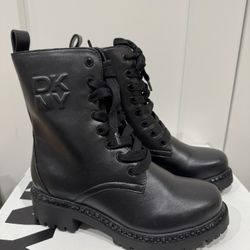 NEW - DKNY Women's Size 5.5 Rommily Black Lace-Up Combat Style Boots