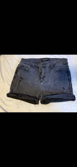 Grey Black Denim Shorts
