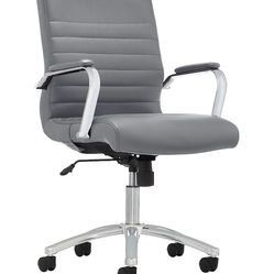 Modern Comfort Winsley Bonded Leather Mid-Back Manager Office Chair, Gray/Chrome,