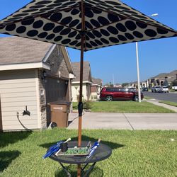 Folding Aluminum Table & Umbrella Combo