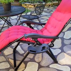 Reclining Camping Lounge Chair w/Removable Cushion