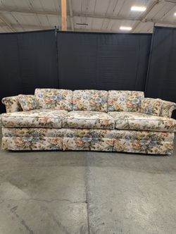 Traditional Floral Upholstered Three-Cushion Sofa