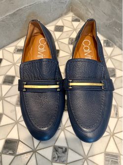 Calvin Klein Lilliana Women's Blue Textured Leather Comfort Loafers Size 8 EUC