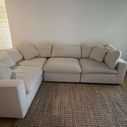 Living Spaces Cream L Shape Couch