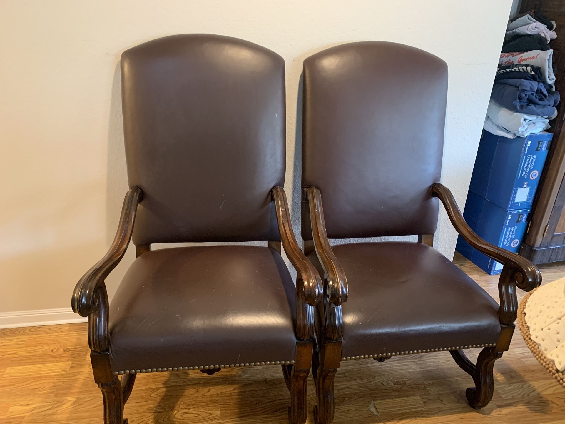Queen Anne leather chairs