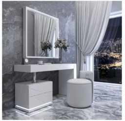 Italian White Vanity with mirror and lights
