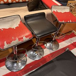 Set of 3 Modern Adjustable Bar Stools – Chrome Base $56