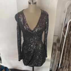 Black Sequin Holiday Dress 
