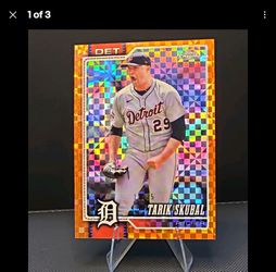 Tarik Skubal Topps Chrome Orange Refractor Card 13/25